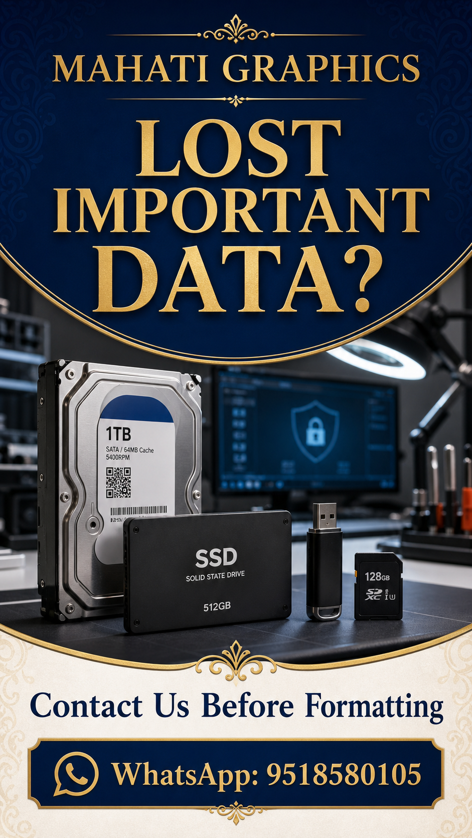 Lost Important Data? WhatsApp status by Mahati Graphics
